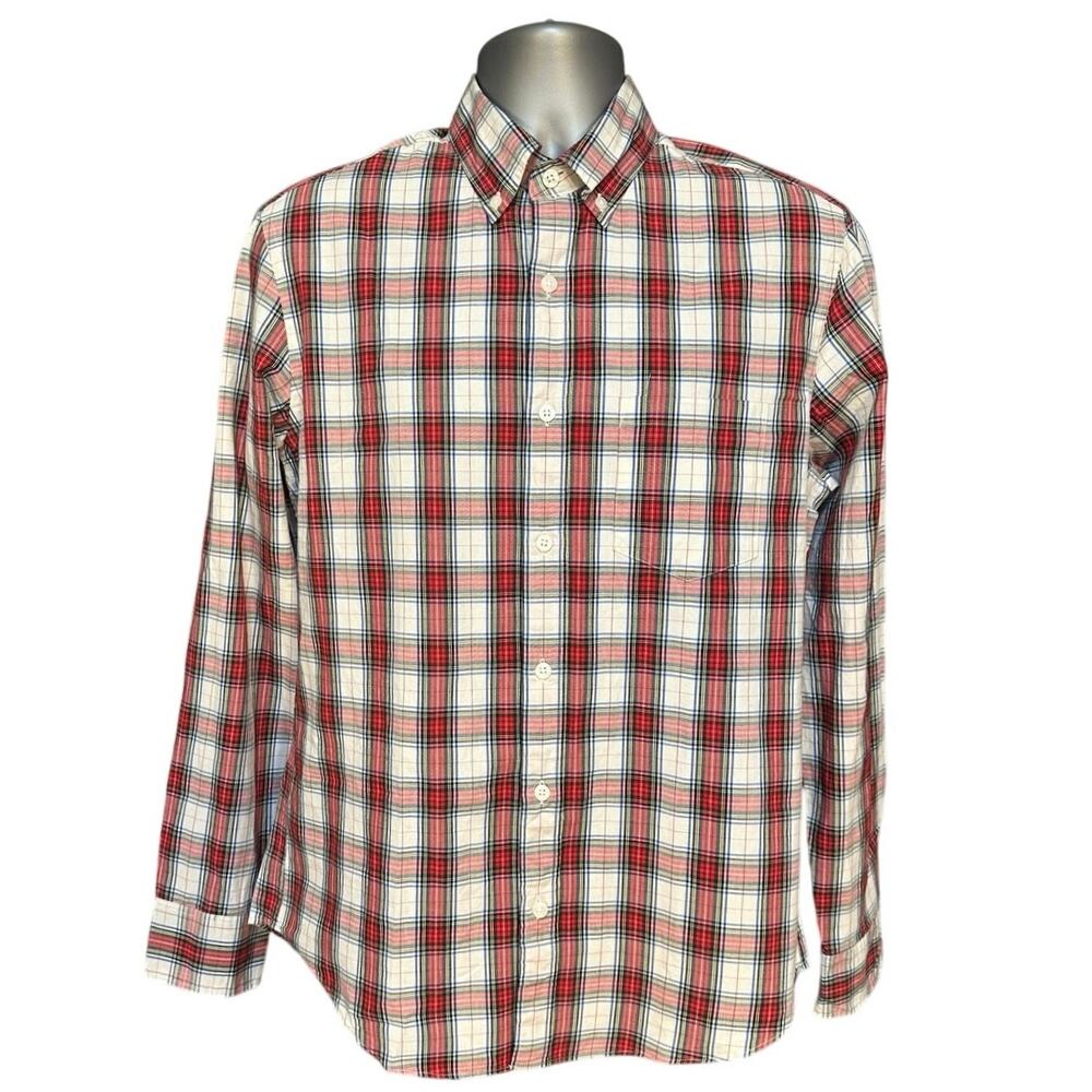 NWT J. Crew Red and White Plaid Slim Untucked Fit Long Sleeve Button Down Size M